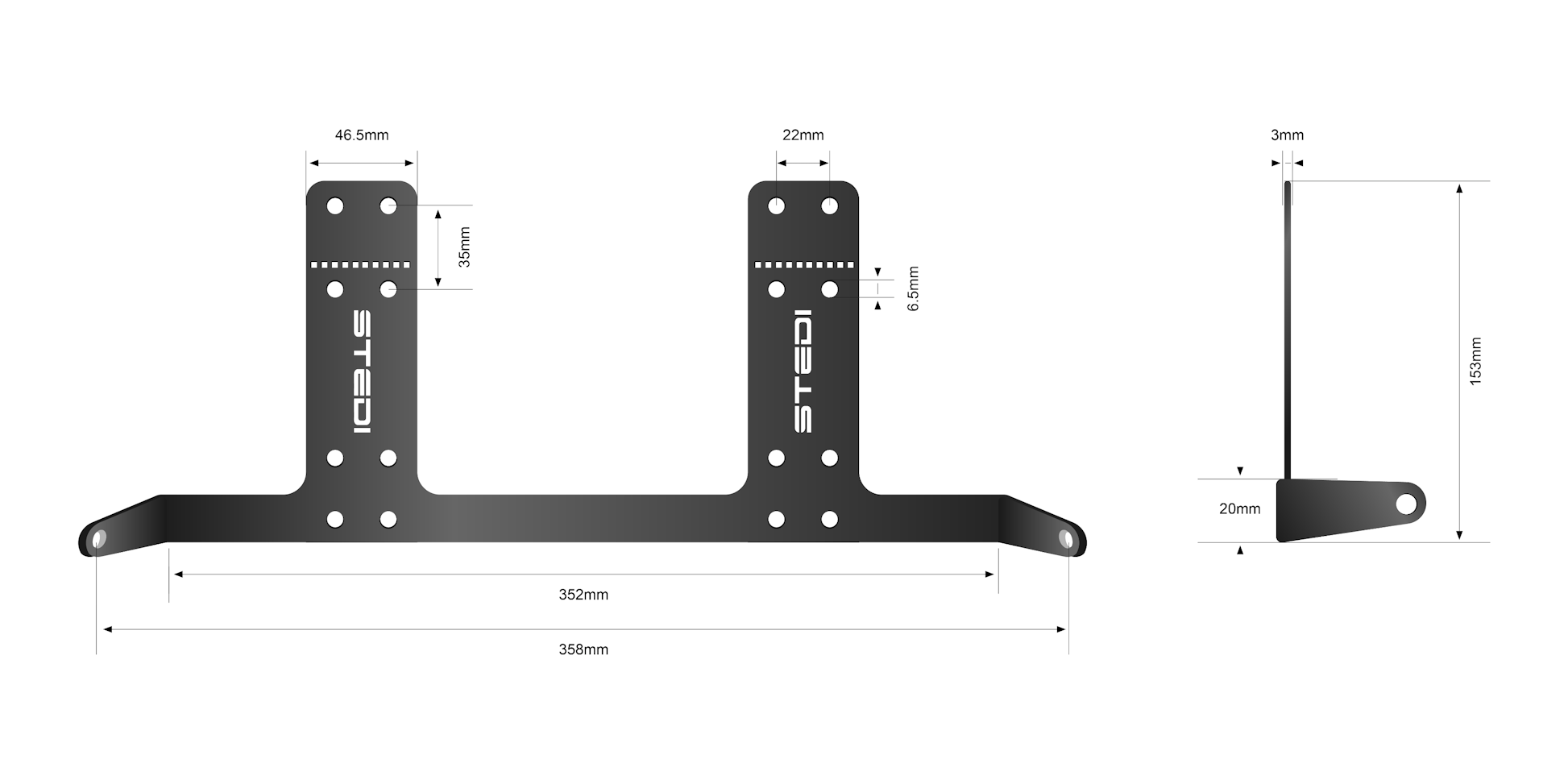 STEDI License Plate Reverse Light Bracket  (Suit Micro V2 13.9